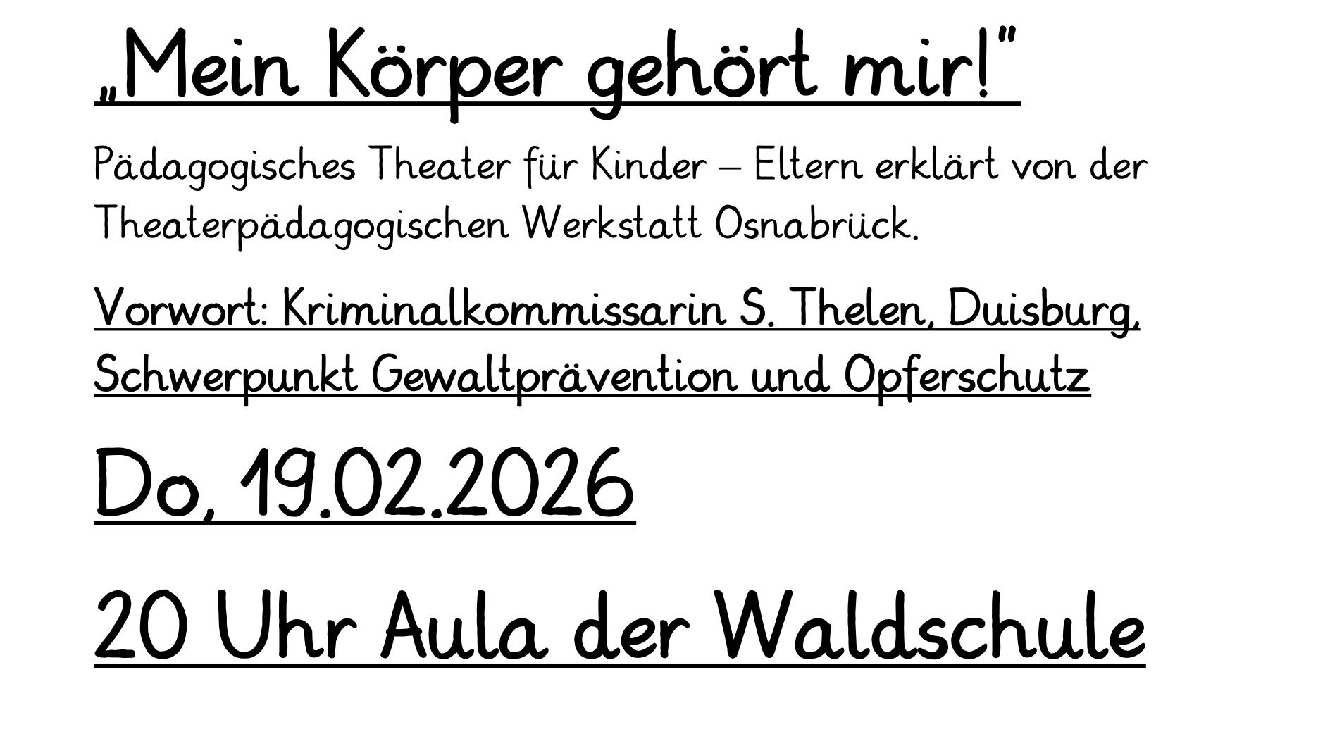 Elternschule – Prävention vor sexuellem Missbrauch „Mein Körper gehört mir!“